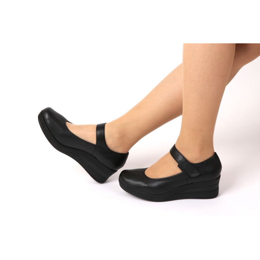 Giày da nữ cao gót siêu nhẹ, ôm chân, giầy búp bê lolita đế xuồng First contact 39046 chính hãng Nhật Bản