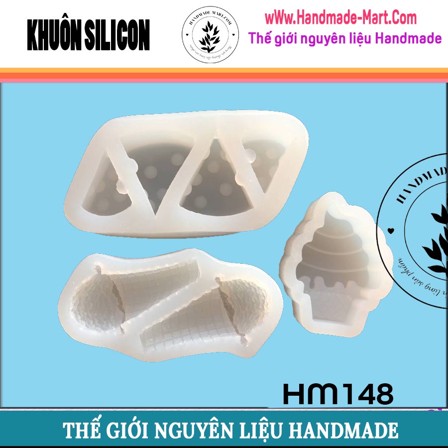 Khuôn silicon làm nến thơm hay bánh kẹo ngọt hình phô mai, cây kem - HM148