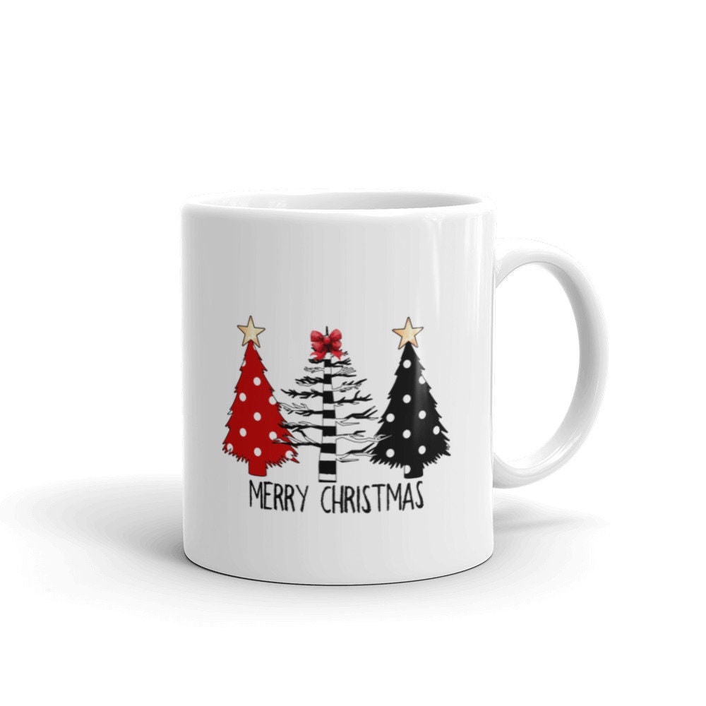 Ly cốc sứ in hình họa tiết giáng sinh, Merry Christmas - Cây thông noel