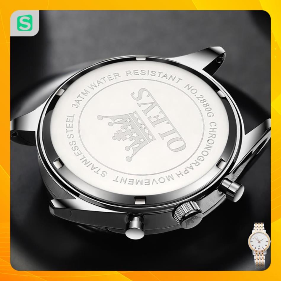 OLEVS 2880 Đồng hồ nam chính hãng Dây da có chức năng Lịch chống nước phát sáng Mặt số