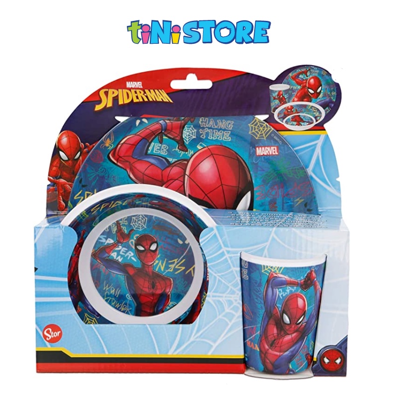 tiNiStore-Bộ dụng cụ ăn uống melamine spiderman tiNiToy 37990