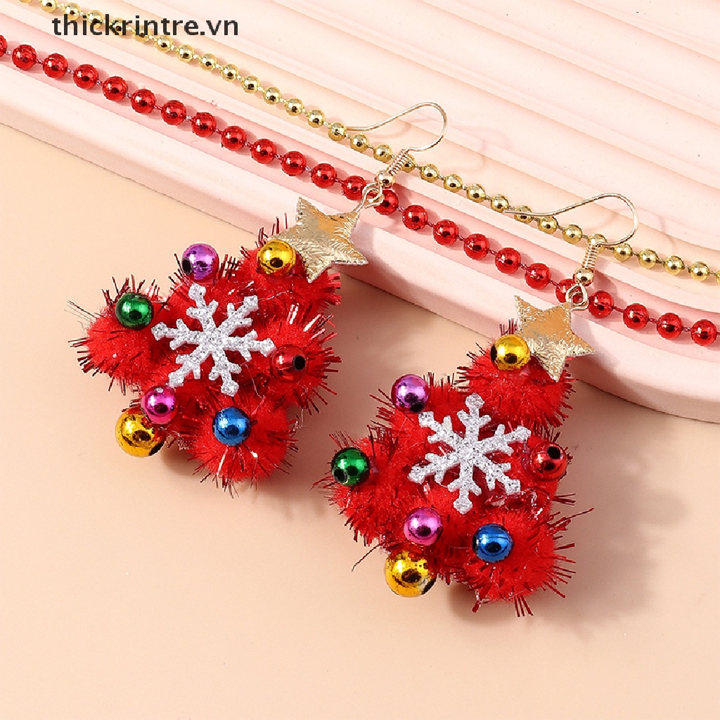1 Cặp Bông Tai Dáng Dài Hình Cây Thông Giáng Sinh Thời Trang