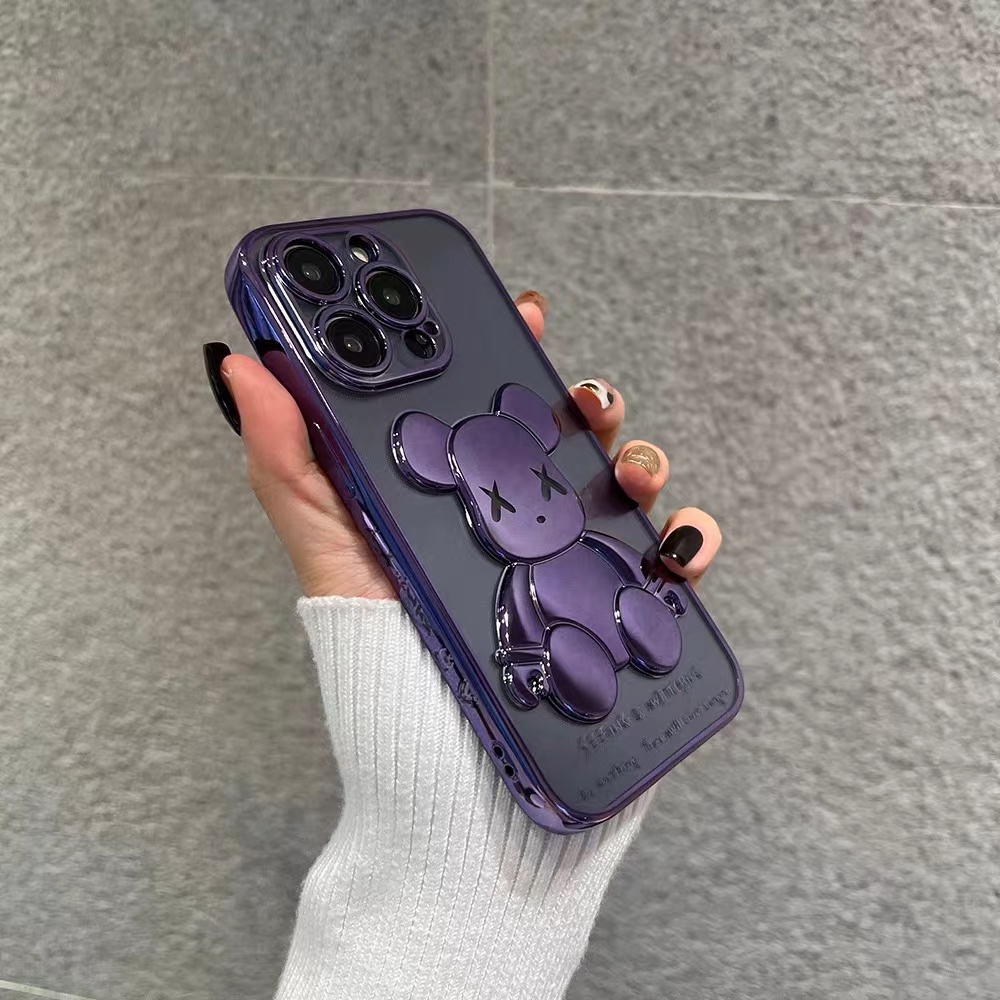 Ốp Điện Thoại iPhone 14 13 Pro max 14 plus case ốp lưng điện thoại iphone 14 13 12 promax Silicon Dẻo Tráng Gương Trong Suốt Họa Tiết Gấu Dễ Thương Sang Trọng Cho iP 14 plus 13 12 11 Pro Max