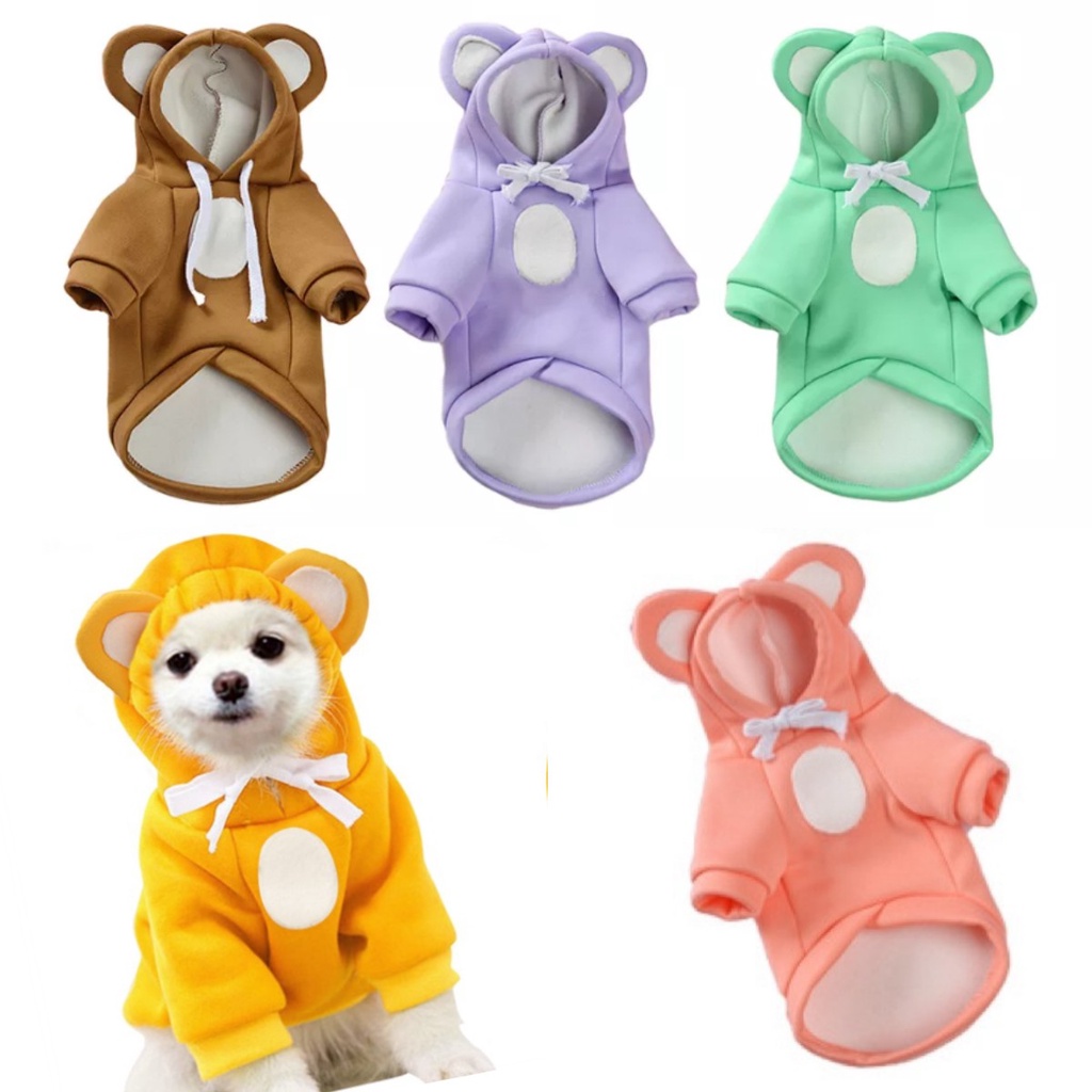 Áo Hoodie Tai Gấu Dễ Thương Cho Thú Cưng