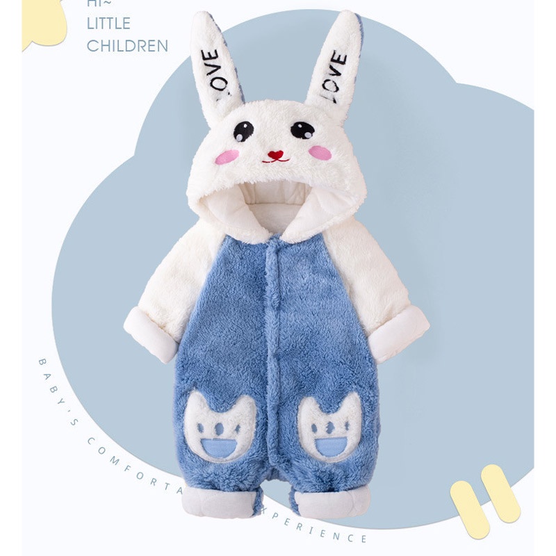 Áo liền quần AMILA có mũ trùm đầu dày dặn dễ thương thời trang dành cho trẻ em