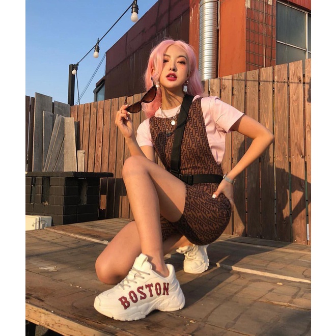 Giày MLB LA Dodgers Chính Hãng 🔴SIMPLE SNEAKER🔴 MLB Big Ball Chunky Boston Red Sox Đế 6cm Chuẩn Auth Full Box