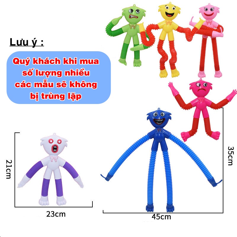 Đồ chơi Huggy Wuggy có đèn led Hapi Toys - Poppy Playtime cao cấp lò xo kéo dãn tạo mọi kểu dáng cho bé