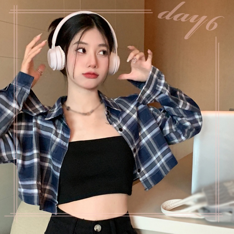 Áo Sơ Mi Caro Tay Dài Dáng Rộng Trẻ Trung Hợp Thời Trang Hàn Quốc Cho Bạn Gái