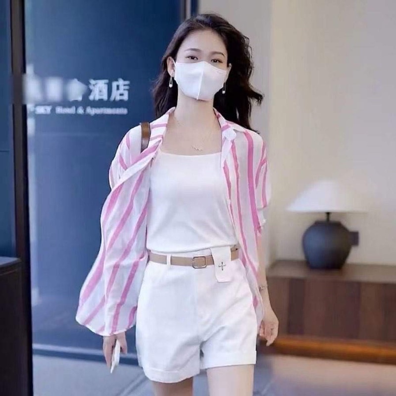 Sét 3 món sơ mi kẻ hồng TC6
