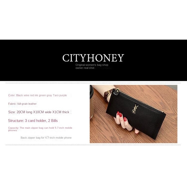 Ví Da Bò Siêu Mỏng Dáng Dài Kiểu Châu Âu Thiết Kế Đơn Giản Cho