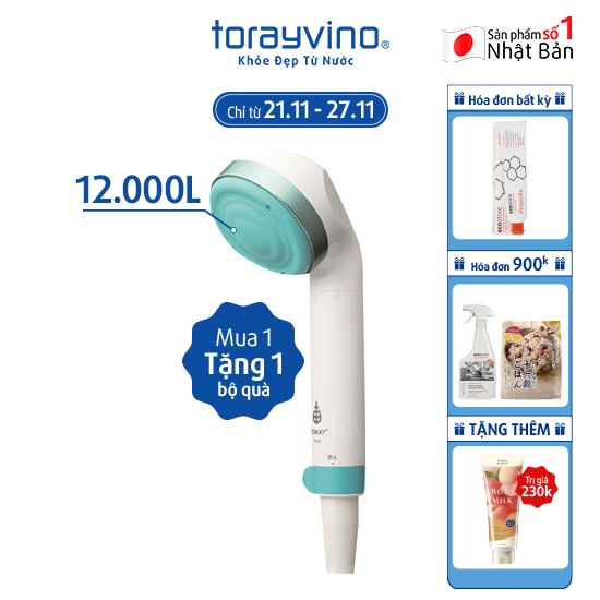 Vòi sen tắm Torayvino RS52 khử clo - Màng lọc than hoạt tính siêu mịn - Tiết kiệm 30% nước