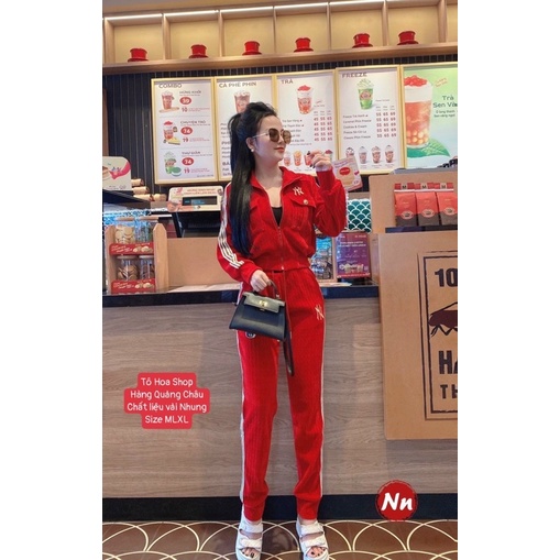 Bộ đồ nữ.sét thể thao kéo khoá đẹp.đồ ngủ thu đông chất vải Nhung tăm dày hàng quảng châu cao cấp.Size MLXL.tohoa_shop
