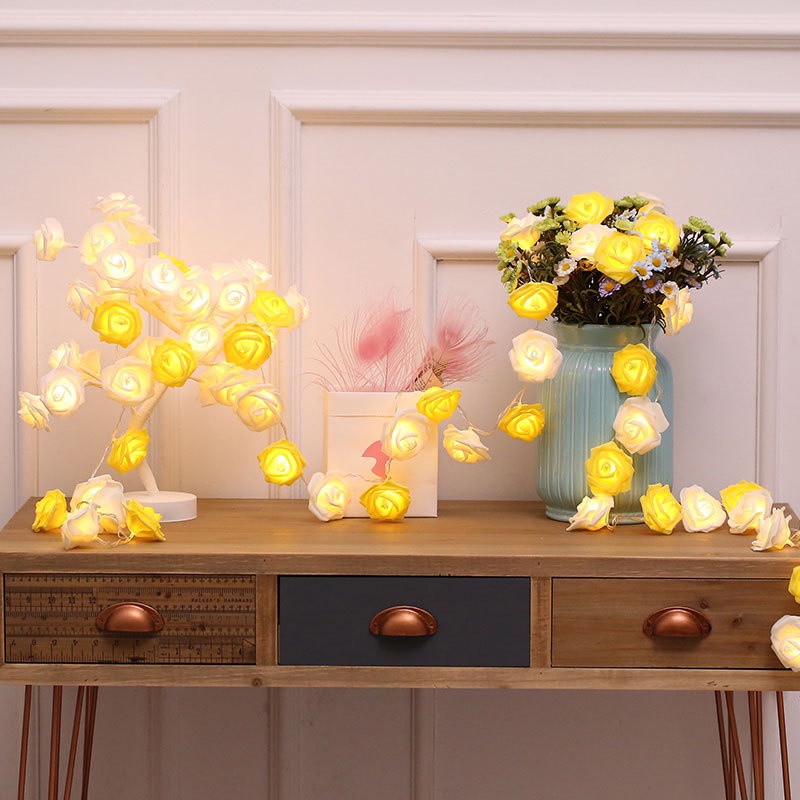 Dây Đèn LED 10 Bóng Hình Hoa Hồng Lãng Mạn Trang Trí Nhà Cửa / Tiệc Cưới