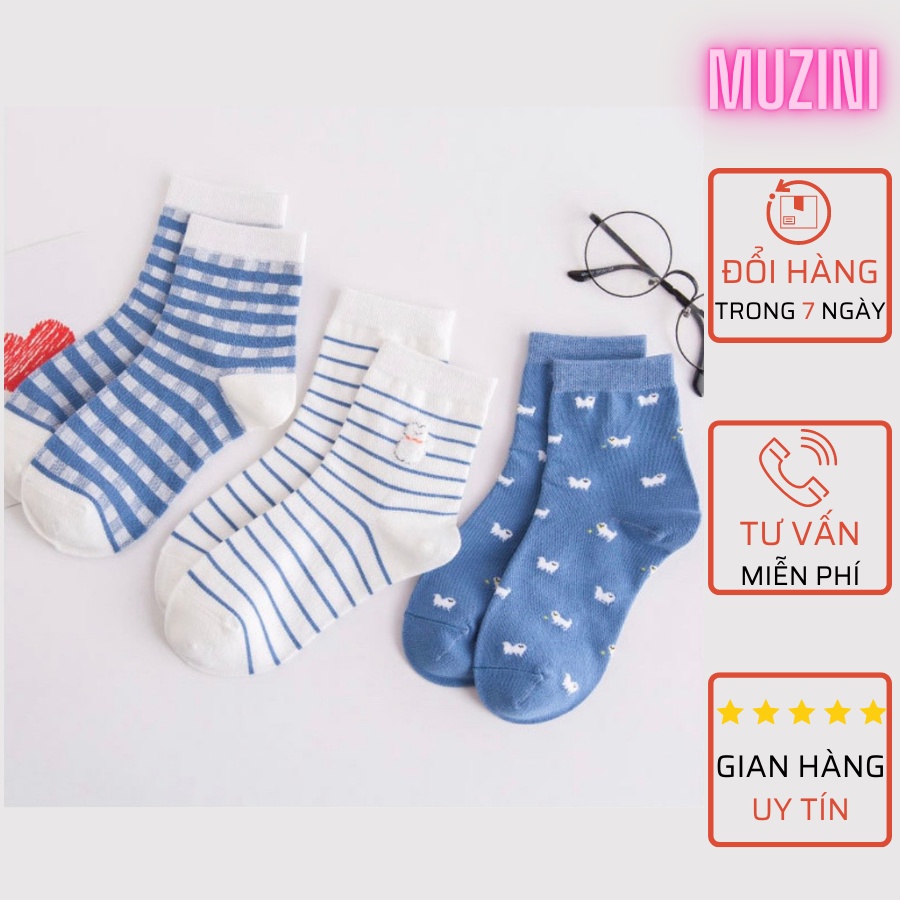 Tất cổ cao nữ Muzini vớ nữ tone xanh trẻ trung năng động TN93