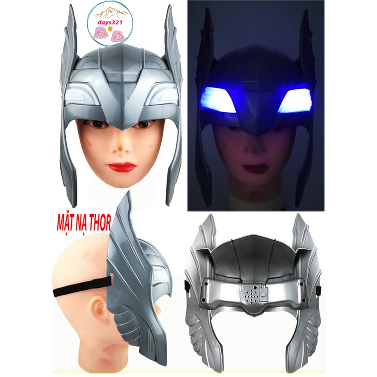 Mặt Nạ Thần Sấm Thor Anh Hùng Avenger Halloween Có Đèn Led Nhấp Nháy Phát sáng