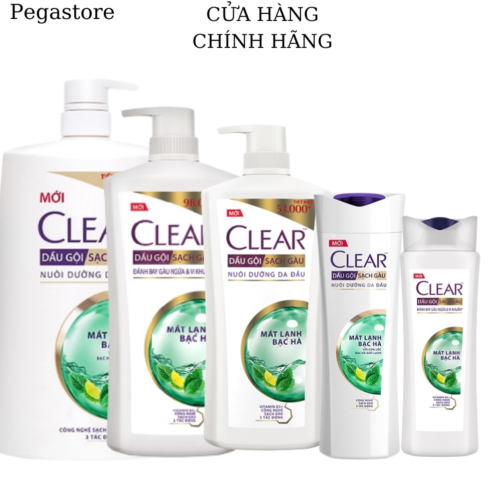 Dầu gội trị gàu CLEAR dầu gội mát lạnh 170g | 340g | 630g | 900g | 1.4Kg dầu gội clear bạc hà