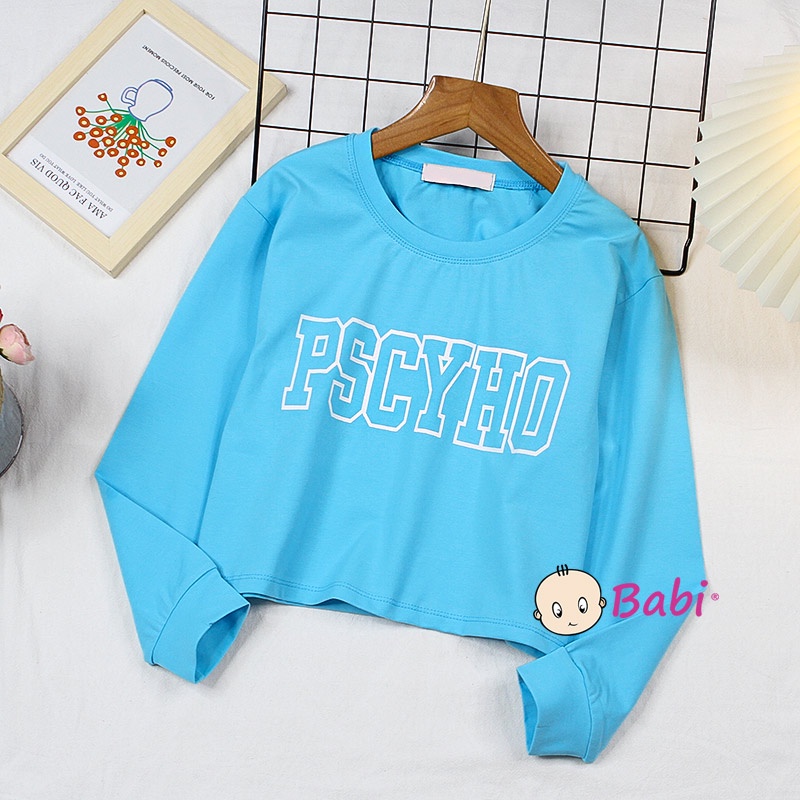 Áo croptop dài tay cotton 4c mềm mịn cho bé gái, Áo tay dài croptop mặc cặp mẹ và bé gái in chữ size đại từ 20-55kg