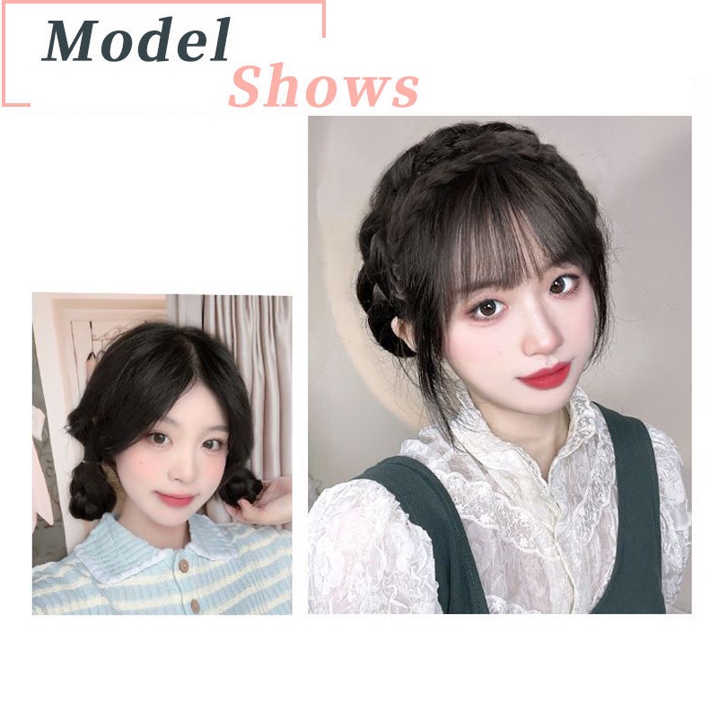 Phụ Kiện Tóc Mái Giả Thắt Bím Xương Cá Vô Hình Kiểu Ngọt Ngào Cho Nữ