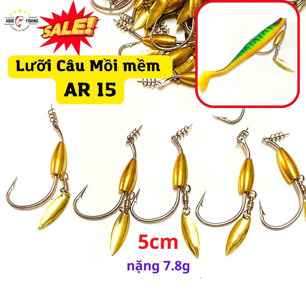 Lưỡi câu mồi mềm AR15, dài 5cm nặng 7.5g Chất liệu thép ar và chì đồng có thìa xoay chuyên câu cá lóc , Aquefishing