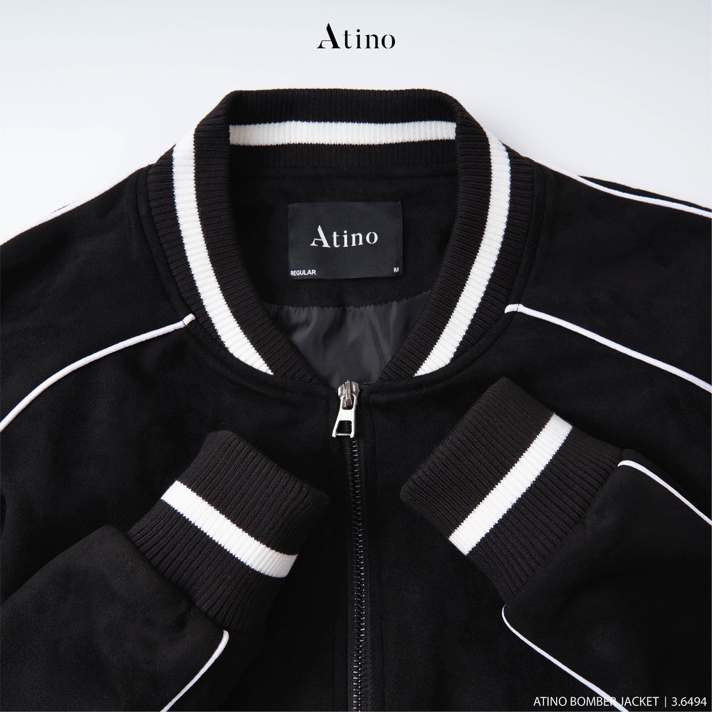 Áo khoác Bomber Da Lộn nam ATINO tinh tế thanh lịch vải dạ lót gió dáng sang trọng form regular AD3.6494