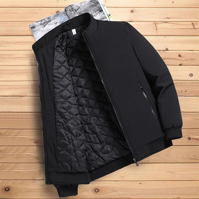 Áo Khoác Cotton Dày Dặn Cổ Đứng Giữ Ấm Mùa Thu Đông Cho Nam Trung Niên