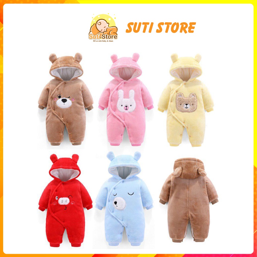 Boby ủ cho bé loại dày, boby lông cừu hình thú có mũ chất liệu dày dặn siêu ấm mùa đông cho bé sơ sinh