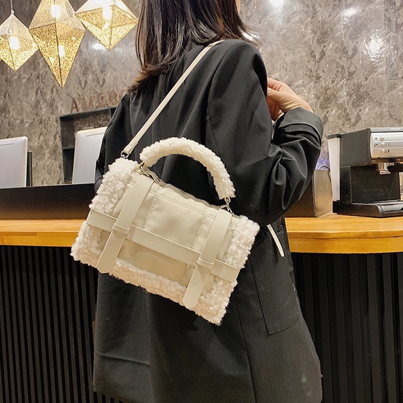 Túi Đeo Chéo Bằng Len Lông Cừu Hình Vuông Nhỏ Nhắn Phong Cách Hàn Quốc Dành Cho Nữ