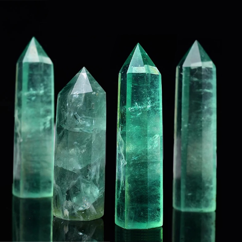 Đá Fluoritemetaphysical 6 Mặt Màu Xanh Lá Tự Nhiên Dùng Trang Trí Bàn Làm Việc Ngoài Trời