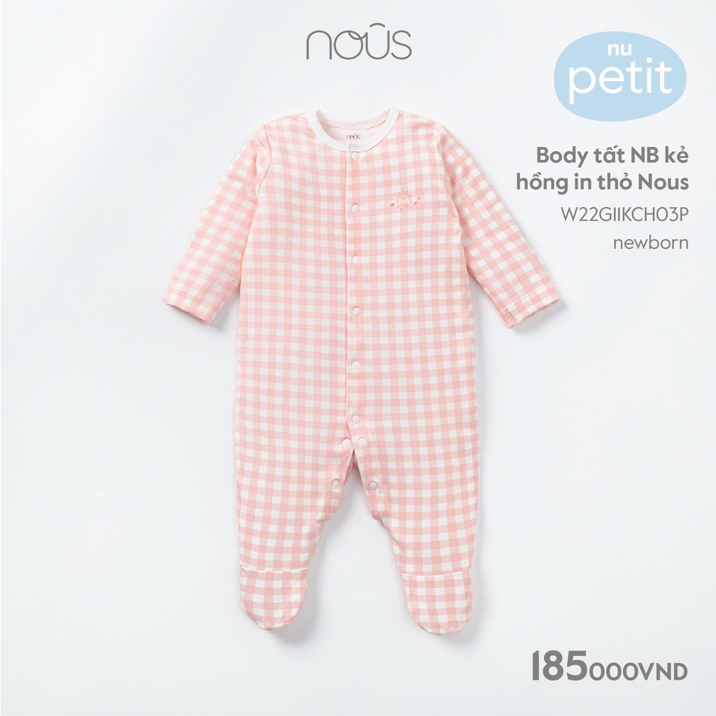 Bộ quần áo liền thân sơ sinh Nous bodysuit có tất chất liệu Nu Petit mềm mại, kháng khuẩn cho bé