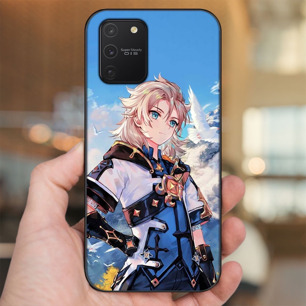 Ốp lưng Samsung S10 Lite viền đen in hình Albedo Genshin Impact