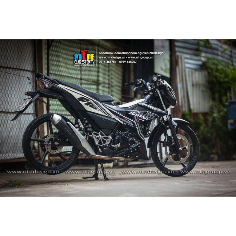 TEM RỜI mẫu sọc trắng đen cho Satria F150 - mẫu mới siêu hot 2023