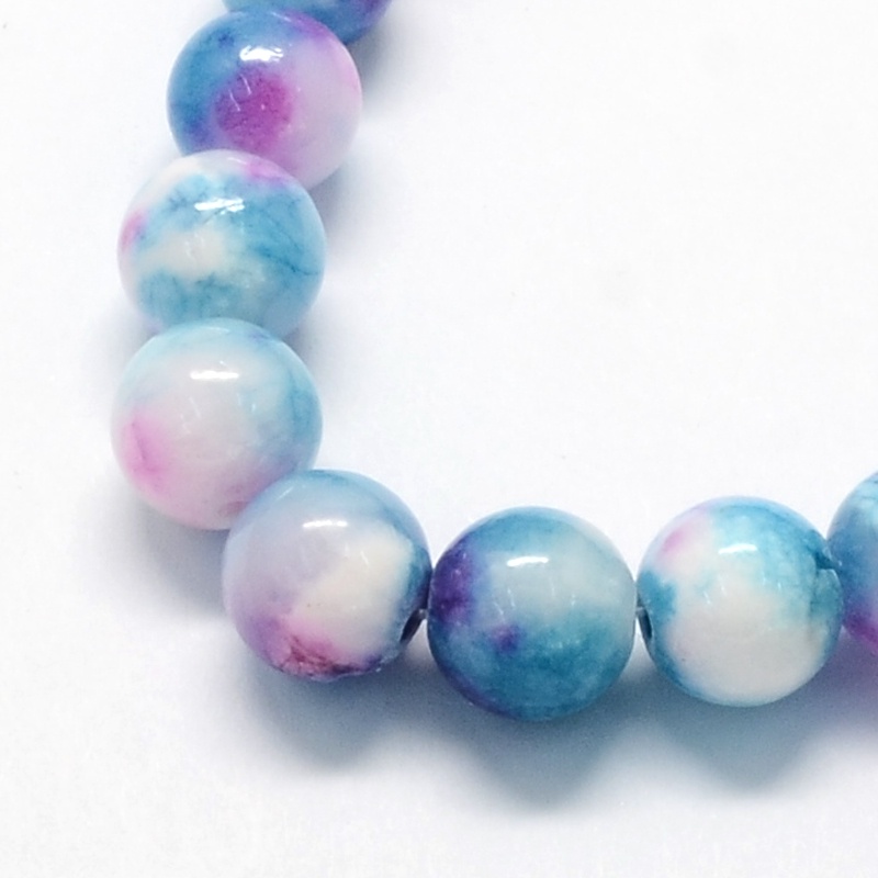 1 Chuỗi Hạt Đá Tự Nhiên Màu Trắng / Xanh Da Trời Sâu 8mm: 1mm Khoảng 50 Chiếc / strand 15.7 inch