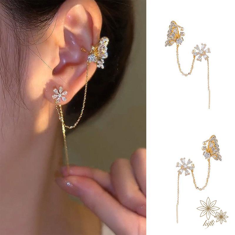 Bông Tai Hình Bướm Đính Đá Thiết Kế Mới Thời Trang Theo Phong Cách Nhật Hàn