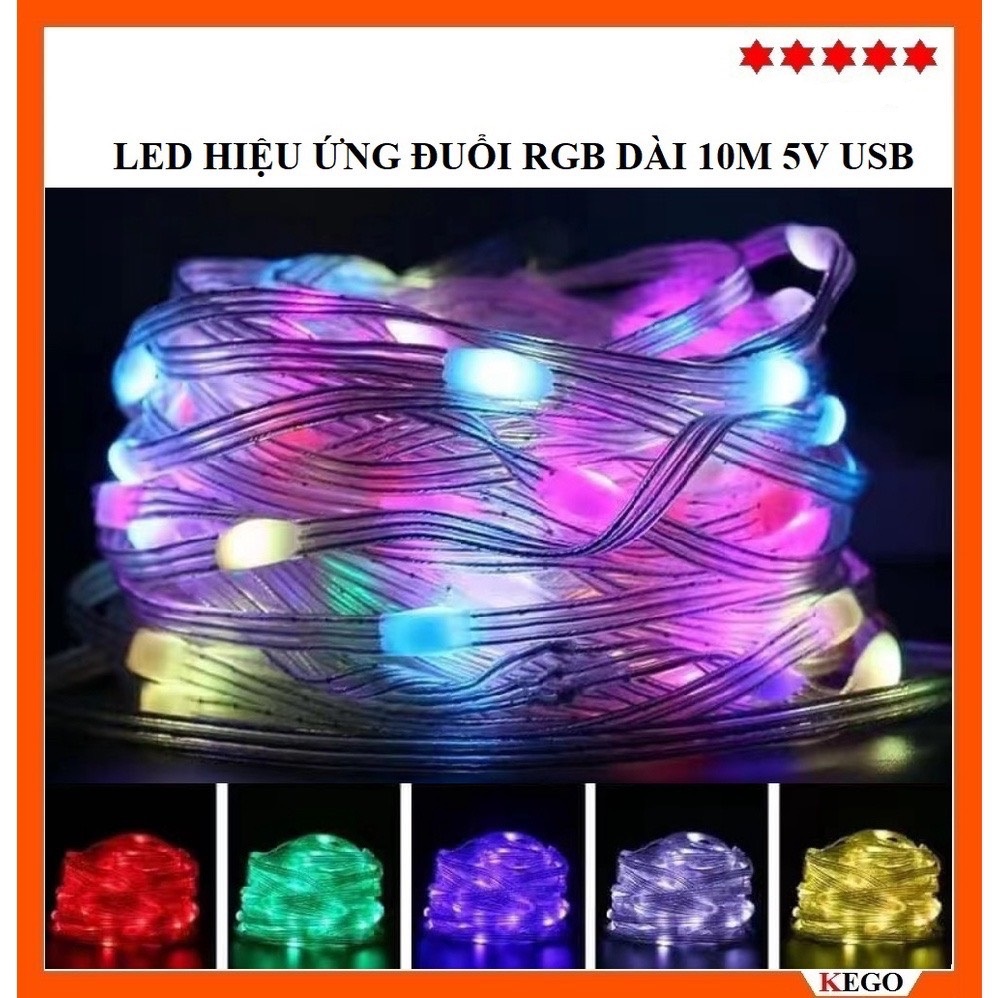 10M Dây đèn RGB 5V chân USB trang trí nháy theo nhạc, chống nước chỉnh app điện thoại