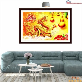 Tranh đính đá rồng vàng 75cm x 50cm
