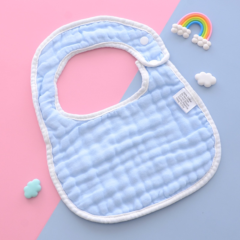 Yếm cho bé ăn dặm 8 lớp, hình chữ U, chống thấm cao cấp 100% Cotton