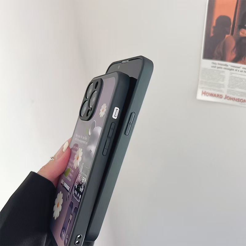 Ốp Điện Thoại Kính Cường Lực In Hình Hoa Cúc Gấu kaws Cho iPhone 14promax 14 13promax 12 11 X XS XSMAX