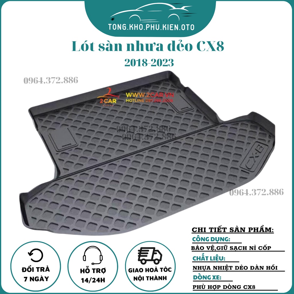 Lót cốp nhựa dẻo xe Mazda CX8 nhựa PU cao cấp không mùi , chống thấm nước hiệu quả