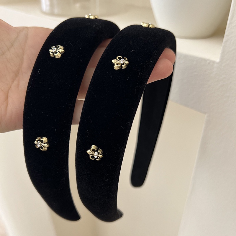 Băng Đô Cài Tóc Bằng Nhung Cao Cấp Màu Đen Phong Cách Pháp Thời Trang 2022 Cho Nữ