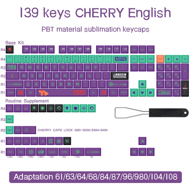 EVA 01 Keycap Cherry Profile PBT Keycaps for GMK mechanical keyboard Mod 61/84/980/87/104 keycap