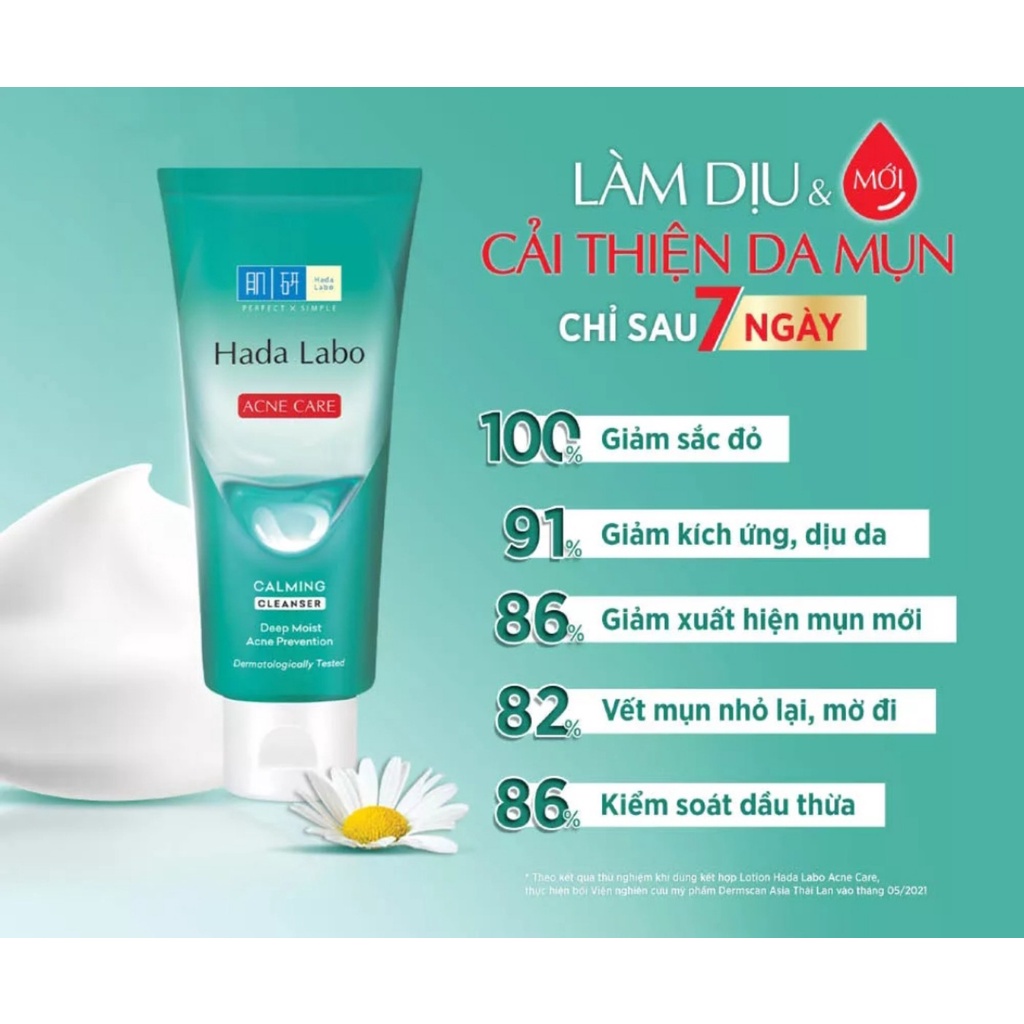 Sữa rửa mặt Hada Labo Acne Care Calming Cleanser cho da mụn, nhạy cảm (80g)