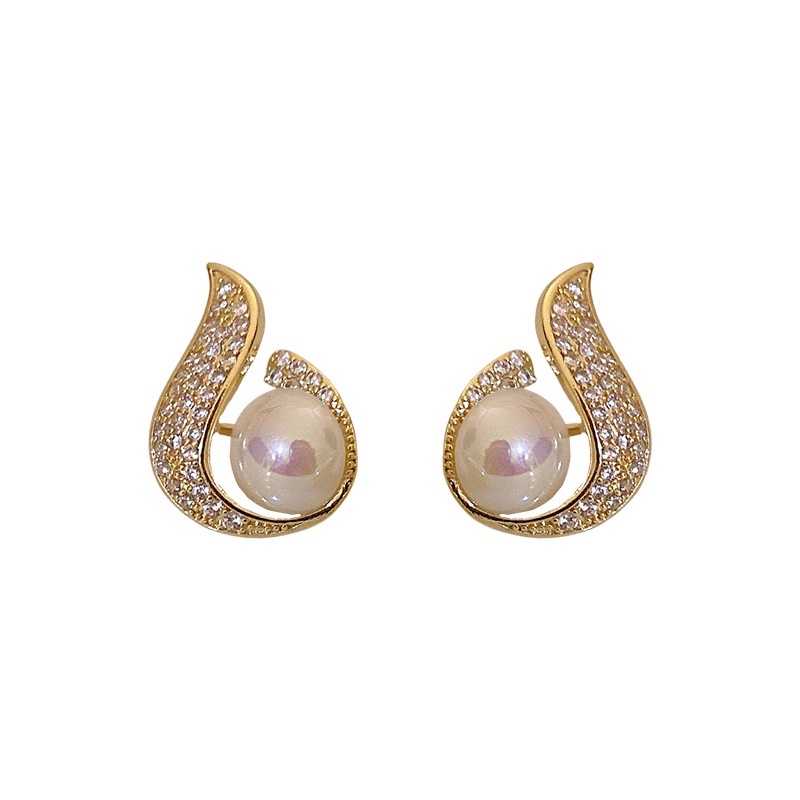 Bông Tai Hình Giọt Nước Đính Đá Zircon Thời Trang Hàn Quốc Cho Nữ