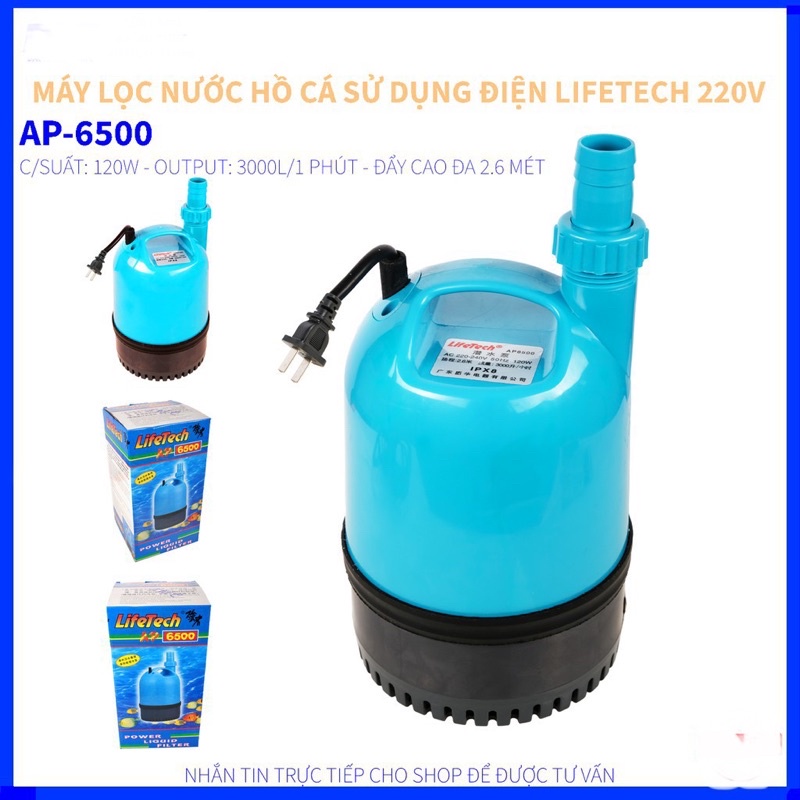 MÁY BƠM NƯỚC HỒ CÁ LIFETECH AP 6500 100W 2M6 3800L/H (Hàng Chính Hãng)