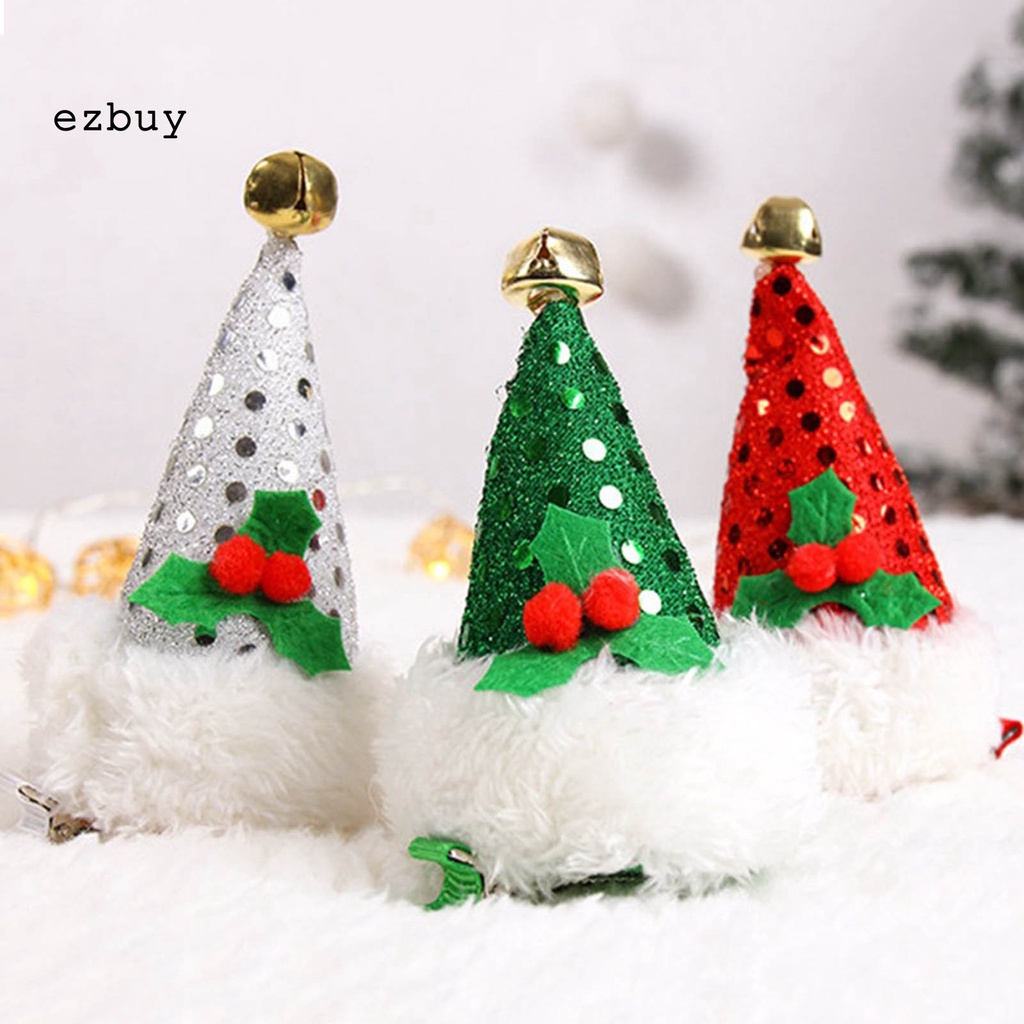 Ezbuy Kẹp Tóc Hình Nón Giáng Sinh Màu Đỏ / Xanh Lá / Trắng Thoải Mái Chống Rơi Thích Hợp Làm Quà Tặng