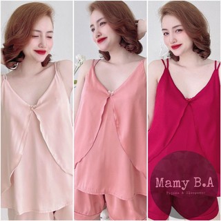 Bộ ngủ 2 dây quần đùi lụa LATIN. Đồ bộ nữ lụa loại 1 cao cấp không nhăn