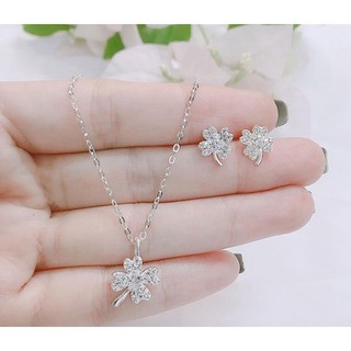 Bộ vòng cổ khuyên tai cỏ 4 lá v002