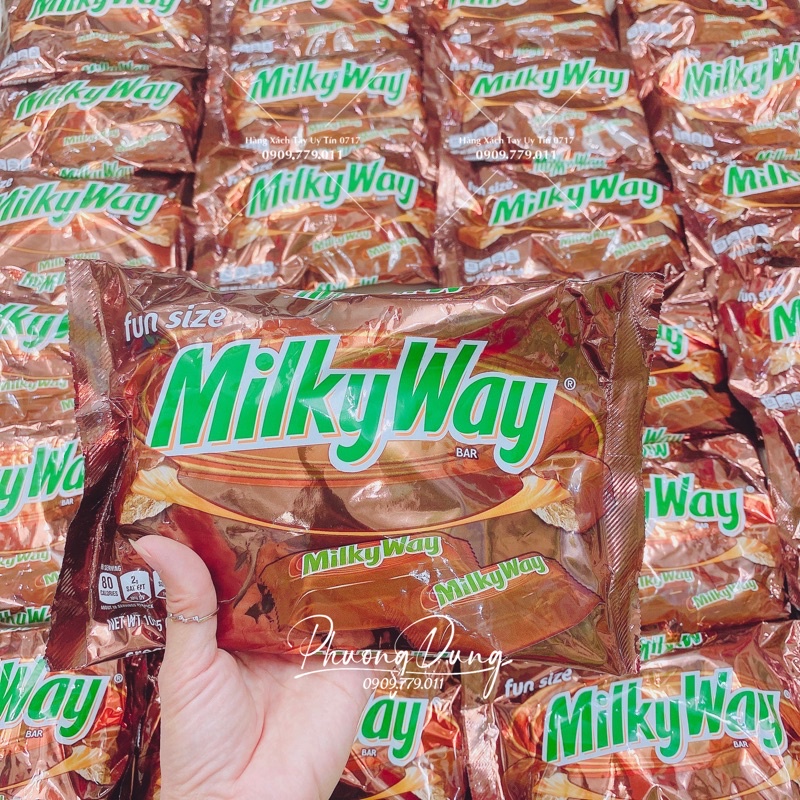 Thanh kẹo chocolate sữa nhân caramel tan chảy bọc socola Milky Way Mỹ fun size bars 301g
