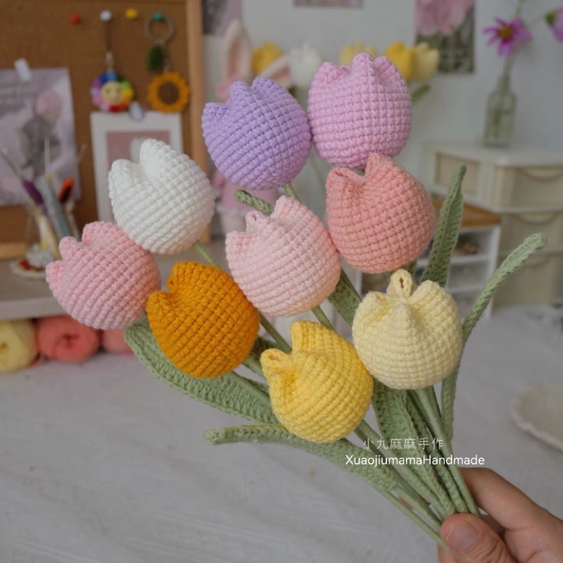 Hoa len tulip 1 bông lẻ xinh xắn