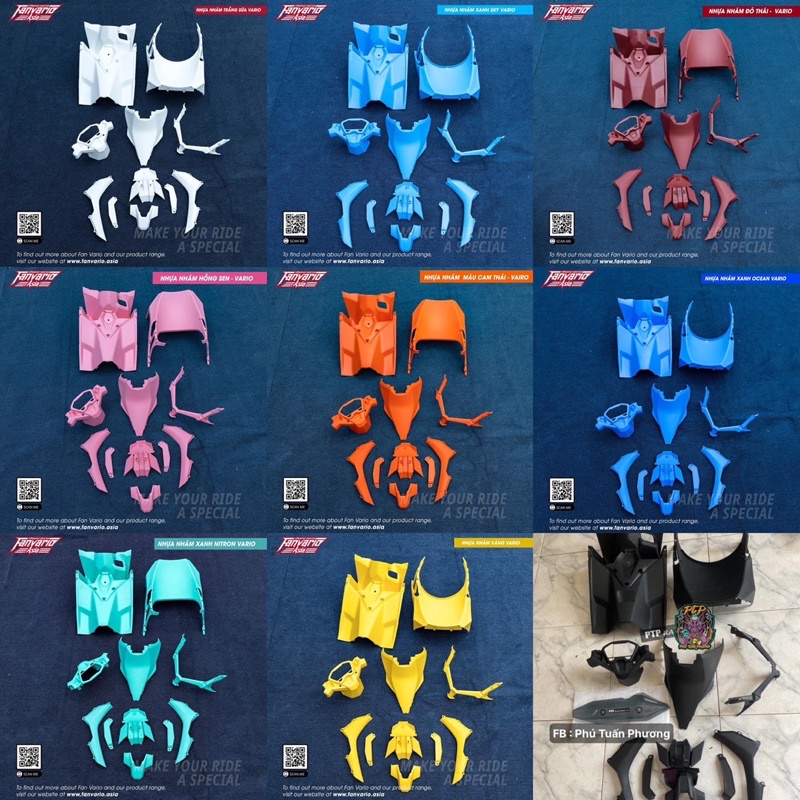 Nhựa nhám đúc nguyên khối vario đủ màu 11 món tặng ốp bô