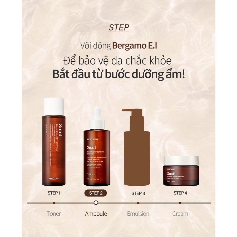 Tinh chất Ampoule ốc sên BERGAMO Essential Insentive cao cấp 150ml